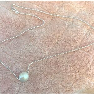 Sterling Silver BB chain, 20”, with cultured pearl